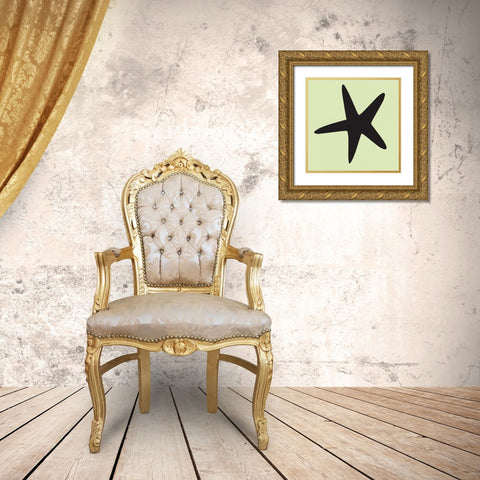 Starfish Cutout Gold Ornate Wood Framed Art Print with Double Matting by Hogan, Melody