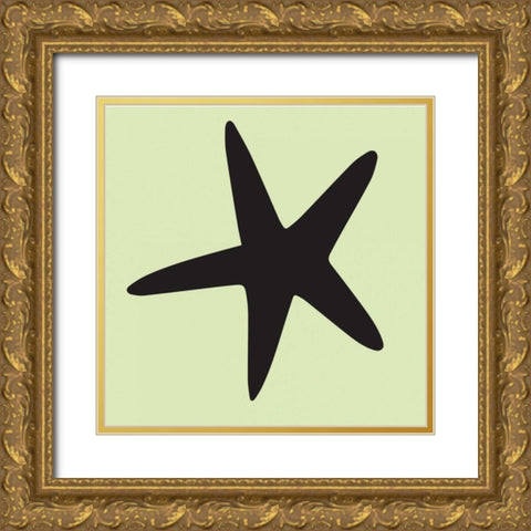 Starfish Cutout Gold Ornate Wood Framed Art Print with Double Matting by Hogan, Melody