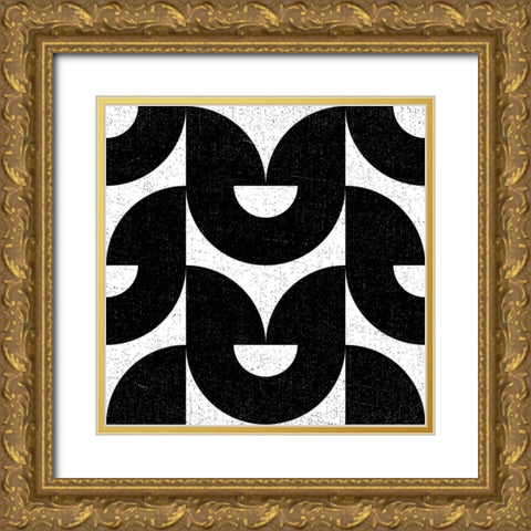 Oversized Abstracts BW 1 Gold Ornate Wood Framed Art Print with Double Matting by Hogan, Melody