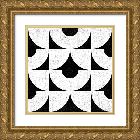 Oversized Abstracts BW 3 Gold Ornate Wood Framed Art Print with Double Matting by Hogan, Melody