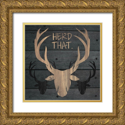 Deer Wood 02 Gold Ornate Wood Framed Art Print with Double Matting by Hogan, Melody