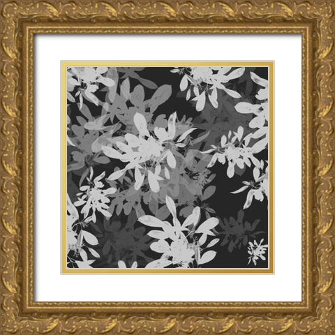 Folliage Dark 1 Gold Ornate Wood Framed Art Print with Double Matting by Hogan, Melody