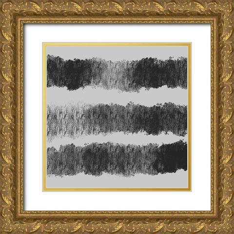 Graphite Stripes Dark Gold Ornate Wood Framed Art Print with Double Matting by Hogan, Melody