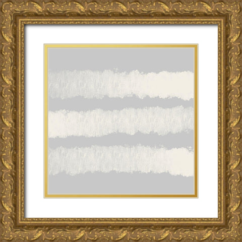 Graphite Stripes Light Gold Ornate Wood Framed Art Print with Double Matting by Hogan, Melody
