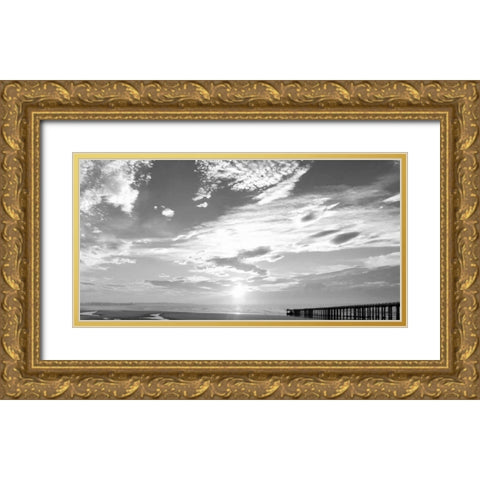 Beach Stroll BW 1 Gold Ornate Wood Framed Art Print with Double Matting by Prime, Marcus