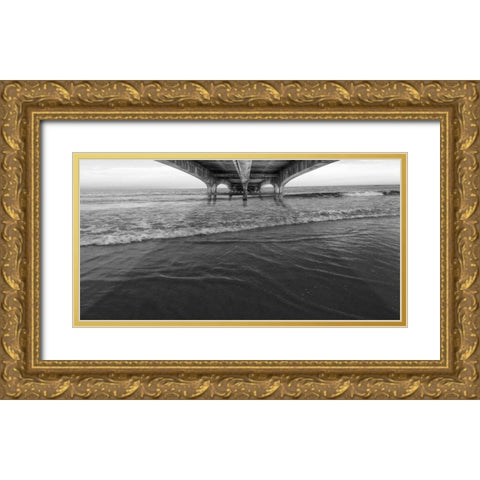 Beneath The Bridge BW Gold Ornate Wood Framed Art Print with Double Matting by Prime, Marcus