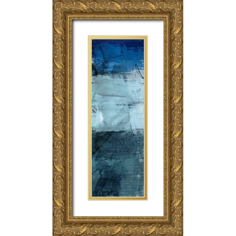 Flaring Indigos 3 Gold Ornate Wood Framed Art Print with Double Matting by Prime, Marcus
