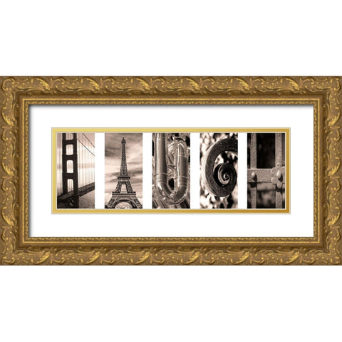 Laugh Collage 1 Gold Ornate Wood Framed Art Print with Double Matting by Prime, Marcus