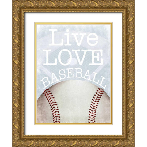 Baseball Love Gold Ornate Wood Framed Art Print with Double Matting by Prime, Marcus