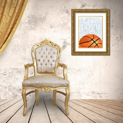 Basketball Love Gold Ornate Wood Framed Art Print with Double Matting by Prime, Marcus
