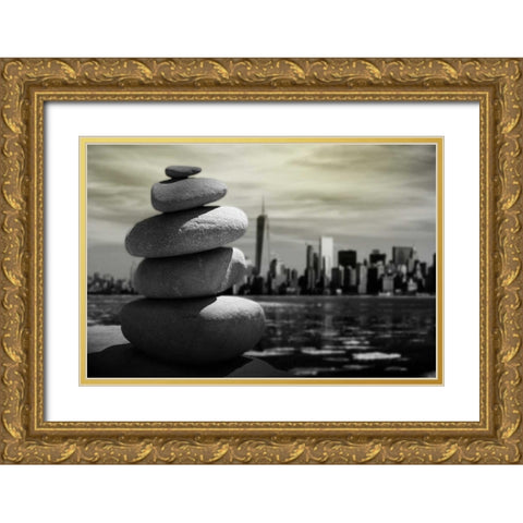 Stonely Gaze Gold Ornate Wood Framed Art Print with Double Matting by Prime, Marcus