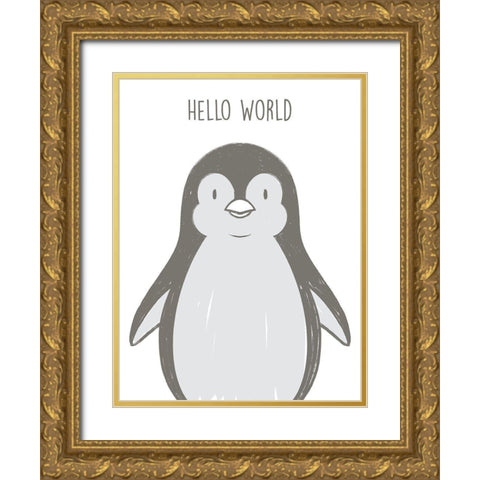 Hello World Gold Ornate Wood Framed Art Print with Double Matting by Prime, Marcus