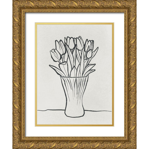 Illustrated Vase Gold Ornate Wood Framed Art Print with Double Matting by Prime, Marcus