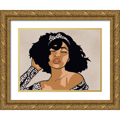 Cheetah Print Diva Gold Ornate Wood Framed Art Print with Double Matting by Prime, Marcus