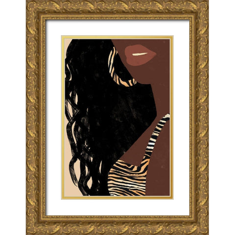 Cheetah_Goddess Gold Ornate Wood Framed Art Print with Double Matting by Prime, Marcus