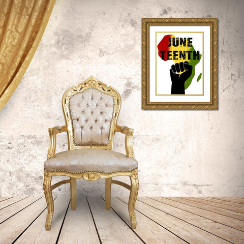 Juneteenth Pride Gold Ornate Wood Framed Art Print with Double Matting by Prime, Marcus