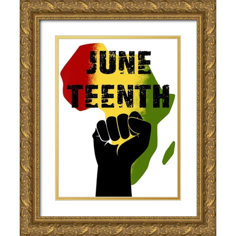 Juneteenth Pride Gold Ornate Wood Framed Art Print with Double Matting by Prime, Marcus