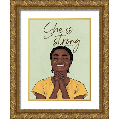 Strong Woman Gold Ornate Wood Framed Art Print with Double Matting by Prime, Marcus
