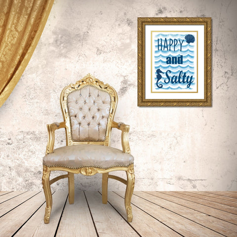 Happy And Salty Gold Ornate Wood Framed Art Print with Double Matting by Prime, Marcus