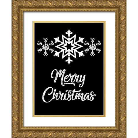 Snowflake Christmas Gold Ornate Wood Framed Art Print with Double Matting by Prime, Marcus
