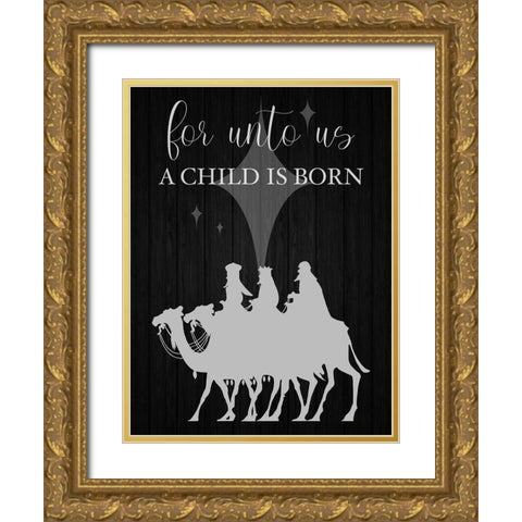 A Child Is Born Gold Ornate Wood Framed Art Print with Double Matting by Prime, Marcus