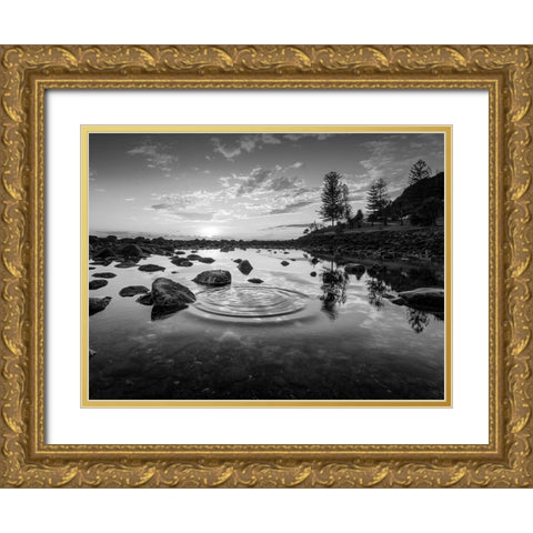 Radiating Ripples Gold Ornate Wood Framed Art Print with Double Matting by Prime, Marcus
