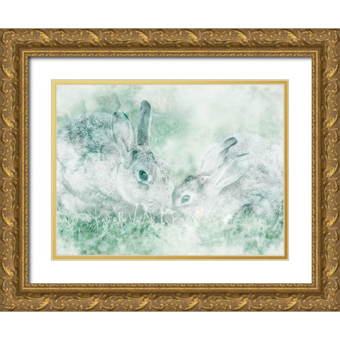 Marble And Bunnies Gold Ornate Wood Framed Art Print with Double Matting by Prime, Marcus