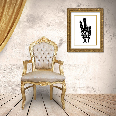 Peace Out Gold Ornate Wood Framed Art Print with Double Matting by Prime, Marcus