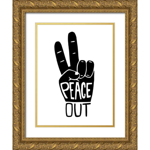 Peace Out Gold Ornate Wood Framed Art Print with Double Matting by Prime, Marcus