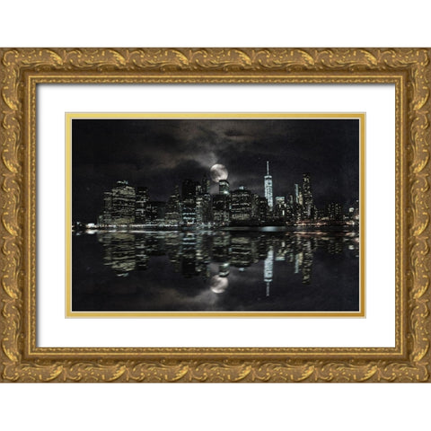 Full Moon NYC Gold Ornate Wood Framed Art Print with Double Matting by Prime, Marcus
