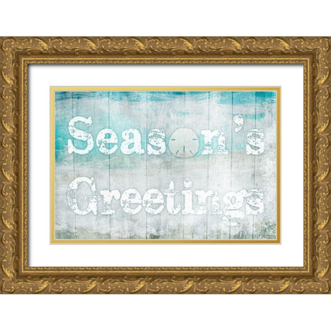 Seasons Greetings Gold Ornate Wood Framed Art Print with Double Matting by Prime, Marcus