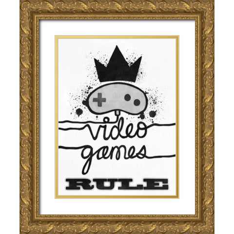 Games Rule Gold Ornate Wood Framed Art Print with Double Matting by Prime, Marcus
