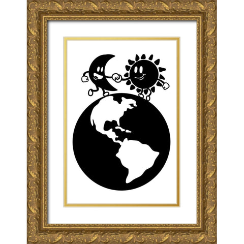 Rotating Friends Gold Ornate Wood Framed Art Print with Double Matting by Prime, Marcus