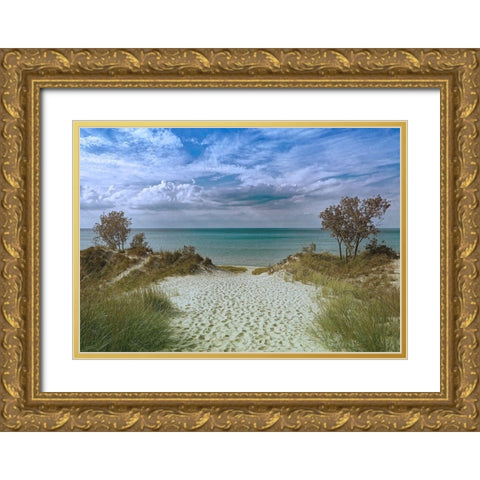 Welcoming Beach Gold Ornate Wood Framed Art Print with Double Matting by Prime, Marcus