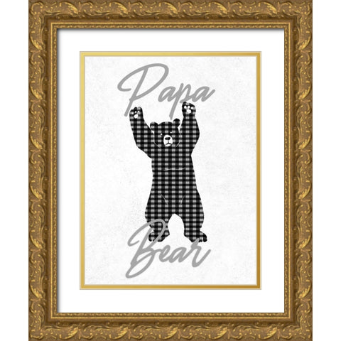 Papa Bear Gold Ornate Wood Framed Art Print with Double Matting by Prime, Marcus