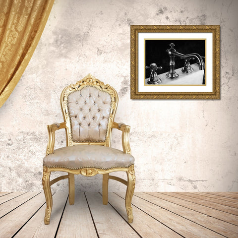 Twilight Bathroom 1 Gold Ornate Wood Framed Art Print with Double Matting by Prime, Marcus