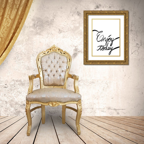 Enjoy Today Gold Ornate Wood Framed Art Print with Double Matting by Prime, Marcus