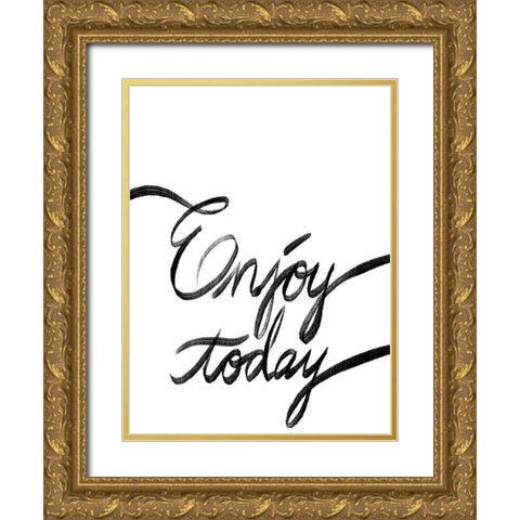 Enjoy Today Gold Ornate Wood Framed Art Print with Double Matting by Prime, Marcus