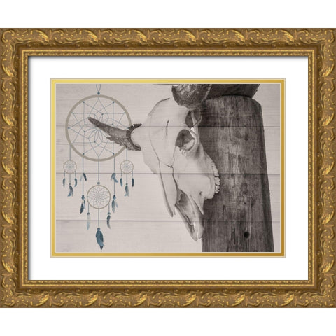 Dreaming Skull Gold Ornate Wood Framed Art Print with Double Matting by Prime, Marcus