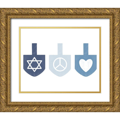 Dreidel Values Gold Ornate Wood Framed Art Print with Double Matting by Prime, Marcus