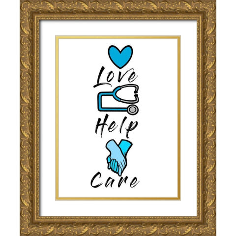 Love Help Care Gold Ornate Wood Framed Art Print with Double Matting by Prime, Marcus