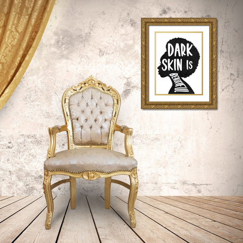 Dark Skin is Beautiful Gold Ornate Wood Framed Art Print with Double Matting by Prime, Marcus
