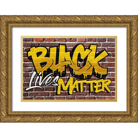 BLM Graffiti 1 Gold Ornate Wood Framed Art Print with Double Matting by Prime, Marcus