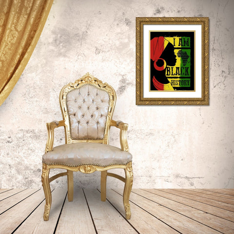 I Am Black History Gold Ornate Wood Framed Art Print with Double Matting by Prime, Marcus