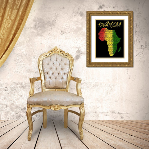 Kwanzaa Gold Ornate Wood Framed Art Print with Double Matting by Prime, Marcus