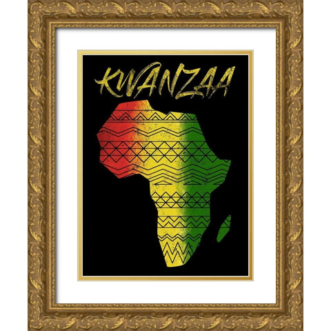Kwanzaa Gold Ornate Wood Framed Art Print with Double Matting by Prime, Marcus