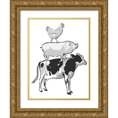 Barn Friends 2 Gold Ornate Wood Framed Art Print with Double Matting by Prime, Marcus