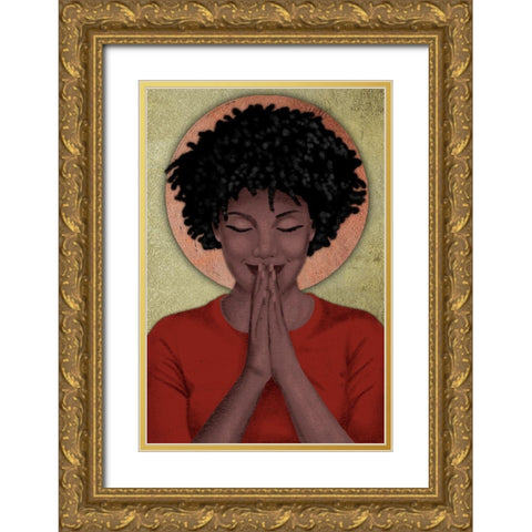 Praying Goddess 2 Gold Ornate Wood Framed Art Print with Double Matting by Prime, Marcus