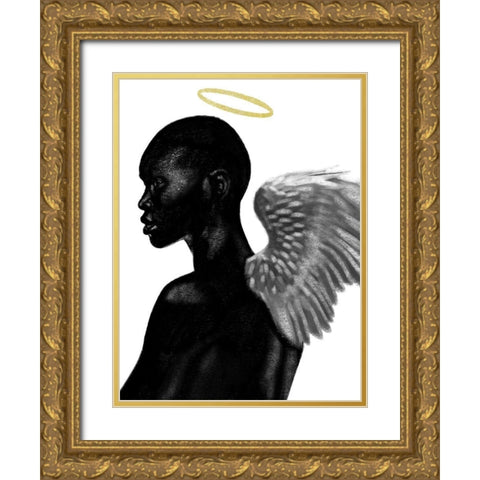 Guardian Angel Gold Ornate Wood Framed Art Print with Double Matting by Prime, Marcus