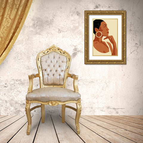 Pondering Princess Gold Ornate Wood Framed Art Print with Double Matting by Prime, Marcus
